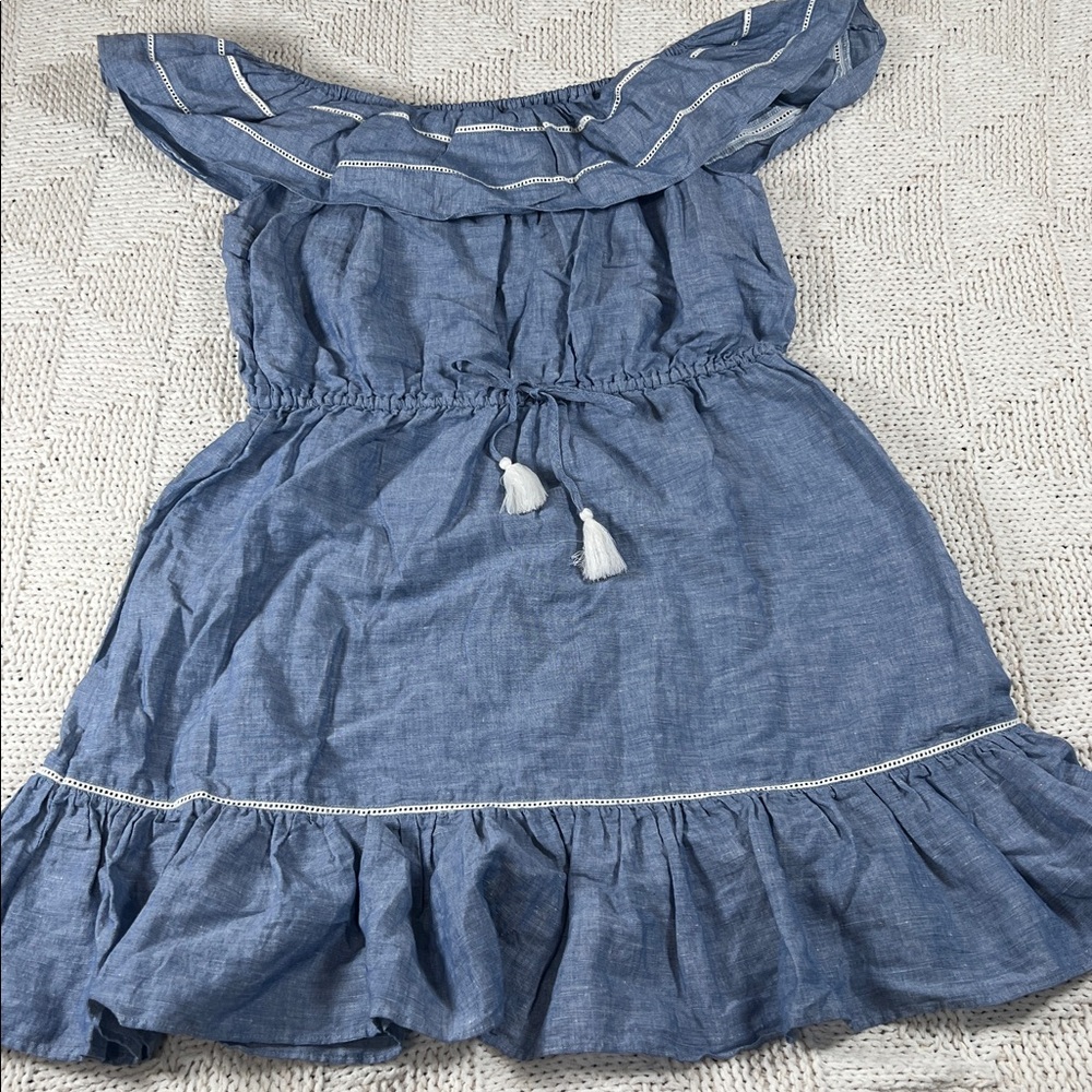 J. Crew Off the Shoulder Linen Blend Dress